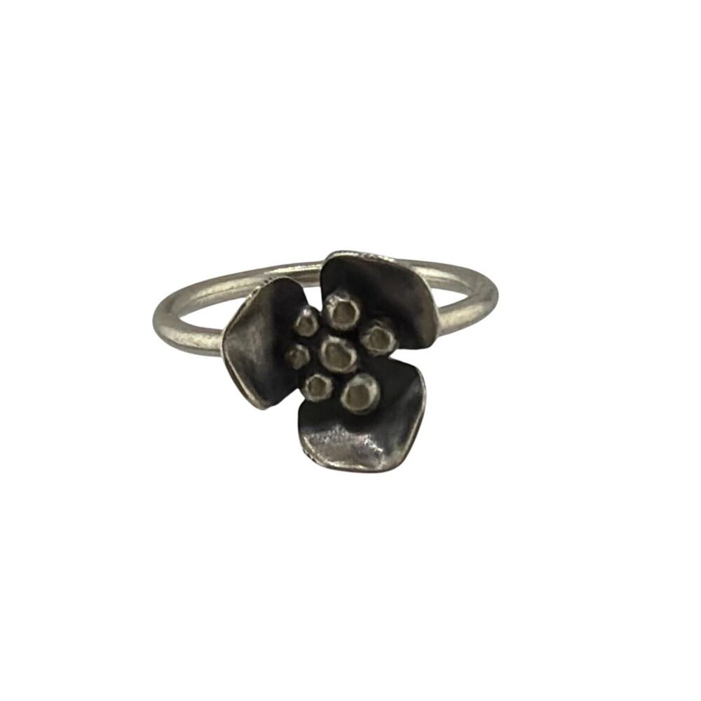 NEW Sterling Silver Artisan Flower Ring Size 6 Boho Stackable Floral